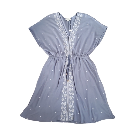 Molly Bracken boho v-neck dolman sleeveve embroidered kaftan tunic summer dress - Picture 1 of 8